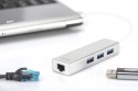 HUB/Koncentrator 3-portowy USB 3.0 SuperSpeed z Gigabit LAN adapter, aluminium