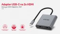 Adapter USB-C - 2x HDMI 2.0; 4K MST; M/F