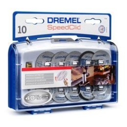 DREMEL ZESTAW DO CIĘCIA SPEED CLIC SC690 TARCZE MET. 10szt + TRZPIEŃ