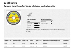 KLINGSPOR TARCZA DO CIĘCIA METALU 115mm x 1,0mm 22,2mm A60 Extra