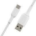 Kabel Braided USB-C USB-A 15cm biały