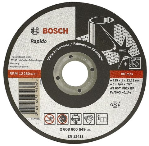 BOSCH TARCZA DO METALU 230mm x 2,0mm x 22mm EXPERT FOR INOX RAPIDO