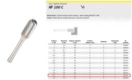 KLINGSPOR FREZ DO METALU HF 100 C FI=12,7x25mm TRZPIEŃ 6mm TYP WRC, WALCOWO-KULISTY