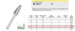 KLINGSPOR FREZ DO METALU HF 100 F FI=9,6x19mm TRZPIEŃ 6mm TYP RBF, HIPERBOLICZNY-POŁOKRĄGŁY