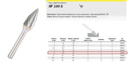 KLINGSPOR FREZ DO METALU HF 100 G FI=6,0x18mm TRZPIEŃ 6mm TYP SPG, HIPERBOLICZNY-SZPIC