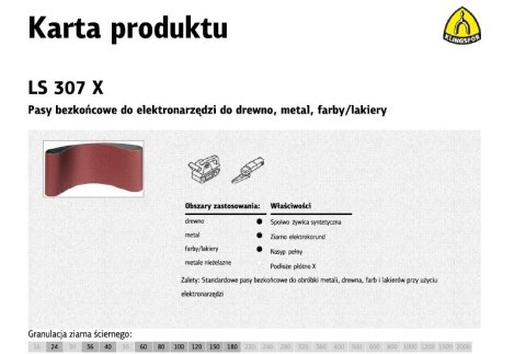 KLINGSPOR PASY BEZKOŃCOWE DO ELEKTRONARZĘDZI LS307X 75mm x 457mm gr. 36 /5szt.