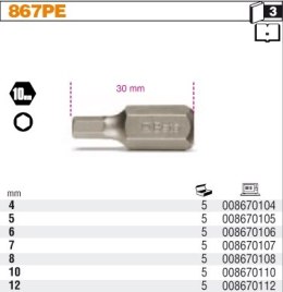 BETA KOŃCÓWKA WKRĘTAKOWA / IMBUSOWA TRZPIENIOWA SZEŚCIOKĄTNA 12x30mm 10mm