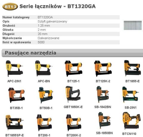 BOSTITCH SZTYFTY BT13 20mm 5000 szt.