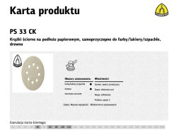 KLINGSPOR KRĄŻEK ŚCIERNY SAMOPRZYCZEPNY 125mm PS33CK gr.120 GLS5 8-OTWORÓW/100szt.