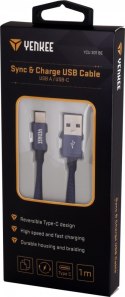 Kabel USB A 2.0 / USB C transfer danych 480Mb/s /3A