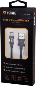 Kabel USB A 2.0 / USB C transfer danych 480Mb/s /3A