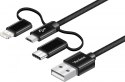 Kabel USB A na USB C/Micro USB/Lightning 2.1/3/2.4 A