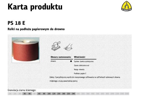 KLINGSPOR ROLKA NA PODŁOŻU PAPIEROWYM PS18E 150mm gr. 36 (30mb)