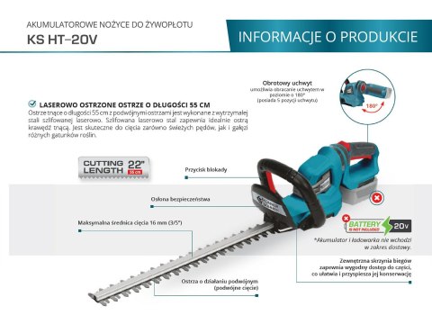 KS NOŻYCE DO ŻYWOPŁOTU AKUMULATOROWE HT-20V ...