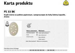 KLINGSPOR KRĄŻEK ŚCIERNY SAMOPRZYCZEPNY 125mm PS33BK gr.180 GLS5 8-OTWORÓW/100szt.