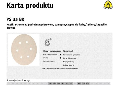 KLINGSPOR KRĄŻEK ŚCIERNY SAMOPRZYCZEPNY 150mm PS33BK gr.150 GLS3 /100szt.