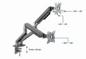 Ramię biurkowe na 2 monitory 17-32 cali 9kg szare