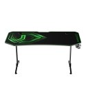 ULTRADESK Biurko dla gracza FRAG XXL GREEN, 160 x 75 cm, 75 cm, uchwyty na słuchawki i napoje, z podkładką XXL na cały pulpit