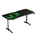 ULTRADESK Biurko dla gracza FRAG XXL GREEN, 160 x 75 cm, 75 cm, uchwyty na słuchawki i napoje, z podkładką XXL na cały pulpit