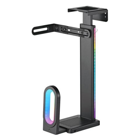 Ultradesk FLANK Uchwyt komputerowy pod blat biurka, RGB, czarna