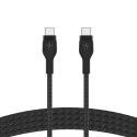 Kabel BoostCharge USB-C/USB-C silikonowy w oplocie 2m, czarny