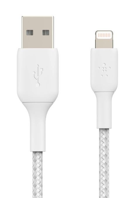 Kabel Braided USB- Lightning 1m biały