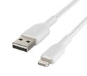 Kabel Braided USB- Lightning 1m biały