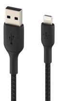 Kabel Braided USB- Lightning 2m czarne