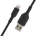 Kabel Braided USB- Lightning 2m czarne