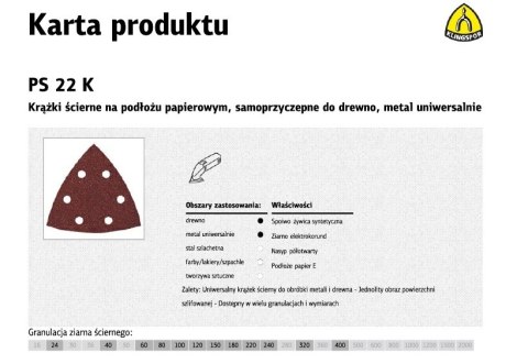 KLINGSPOR KRĄŻEK ŚCIERNY SAMOPRZYCZEPNY TRÓJKĄTNY 96mm PS22K gr.100 GLS15 /50szt.