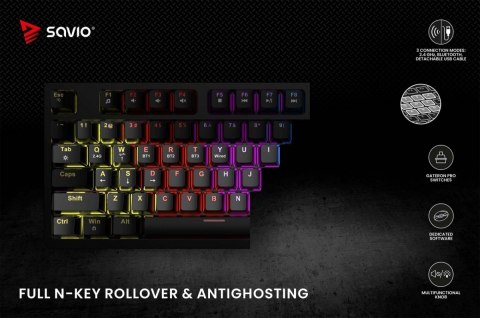 Klawiatura mechaniczna bezprzewodowa PHENIX Gateron Red Pro, ABS