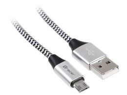 Kabel USB 2.0 AM-micro 1m czarno-srebrny