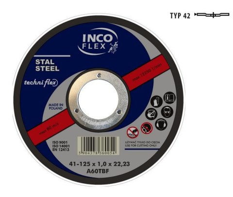 INCOFLEX TARCZA DO METALU 125 x 3,2mm WYGIĘTA