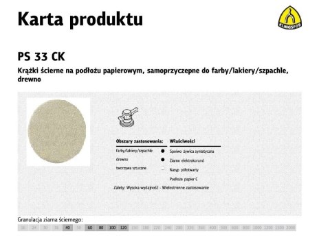 KLINGSPOR KRĄŻEK ŚCIERNY SAMOPRZYCZEPNY 225mm PS33CK gr. 60 /50szt.