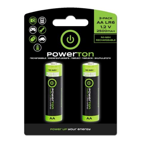 Akumulatorki, AA (HR6), 1.2V, 2500mAh, Powerton, blistr, 2-pack