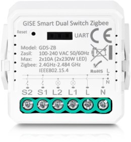 GISE Smart Podwójny moduł przekaźnikowy Zigbee | Tuya | GDS-ZB