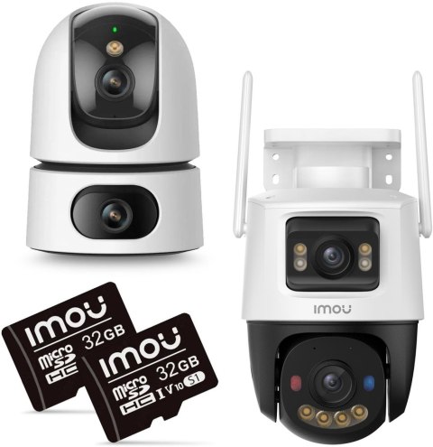 Zestaw 2 kamer IP IMOU Ranger Dual 10MP i Cruiser Dual 10MP z kartami pamięci 32GB