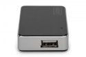 HUB/Koncentrator 4-portowy USB 2.0 HighSpeed, aktywny, czarno-srebrny