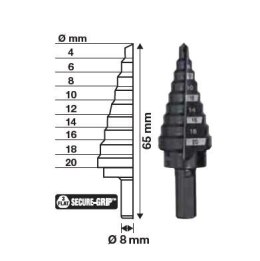 MILWAUKEE WIERTŁO STOPNIOWE 4-20mm (9 - STOPNI : 4,6,8,10,12,14,16,18,20mm)