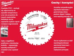 MILWAUKEE PIŁA TARCZOWA 165x15.87x24z ATB CSB P W - DREWNO - SZYBKIE CIĘCIE