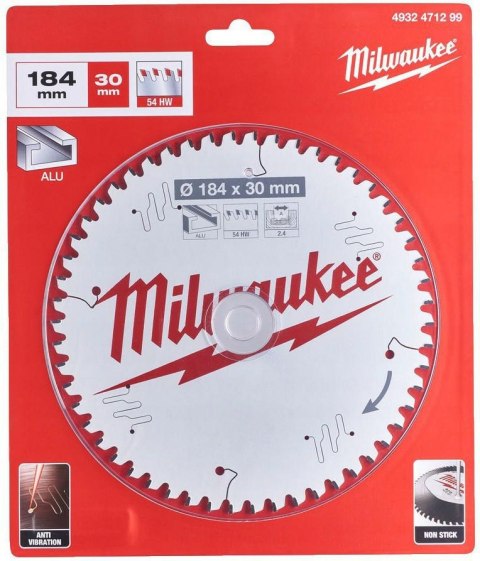 MILWAUKEE PIŁA TARCZOWA 184x30x2,4x54z TF CSB P W - ALUMINIUM