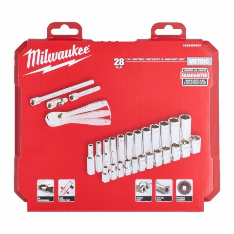 MILWAUKEE ZESTAW NASADEK 28 szt. 1/4" Z GRZECHOTKĄ