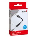 USB/Audio USB C (M) - Jack (3,5mm) F, stereo, czarna, Genius ACC-C100