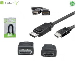 Adapter Techly DSP-H-020 DisplayPort/HDMI M/M, 1,8m, czarny ICOC