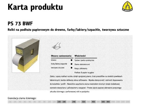 KLINGSPOR ROLKA NA PODŁOŻU PAPIEROWYM PS73BWF 115mm gr.240 (25mb)