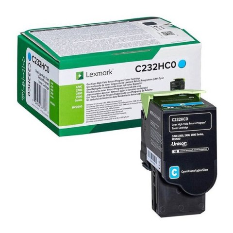 Lexmark oryginalny toner C232HC0, cyan, 2300s, high capacity, return