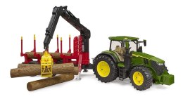 Traktor John Deere 7R 350 z przyczepą leśną