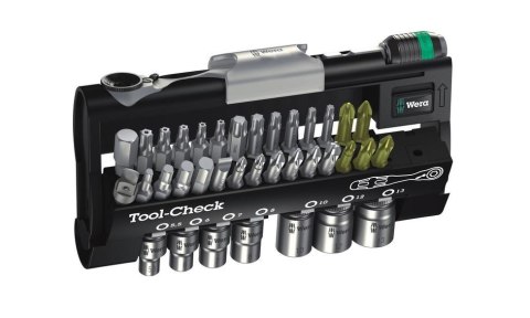 WERA TOOL-CHECK ZESTAW NASADEK + BITY + GRZECHOTKA + UCHWYT RAPIDATOR 28 elem. 1/4"