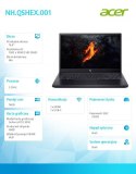 Laptop Gaming Nitro V ANV15-41-R5AK AMD Ryzen 7 7735HS 15.6 FHD IPS 144Hz 16GB 512GB SSD GeForce RTX 3050 6GB No OS Obsidian Bl