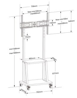 Stojak mobilny 32-70 cali 70kg z półką AV Pivot